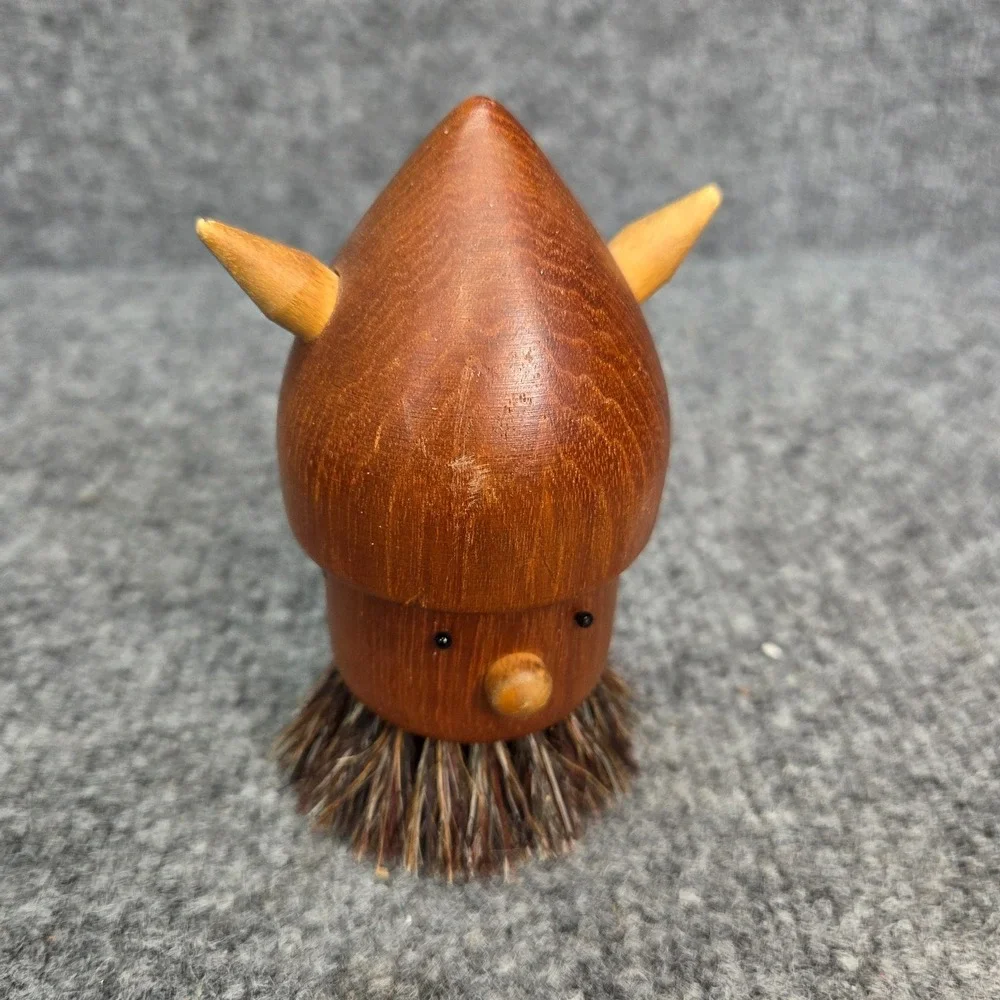 Vintage MCM Teak Wood Scandinavian Danish Viking Brush For Clothes Shoes Etc